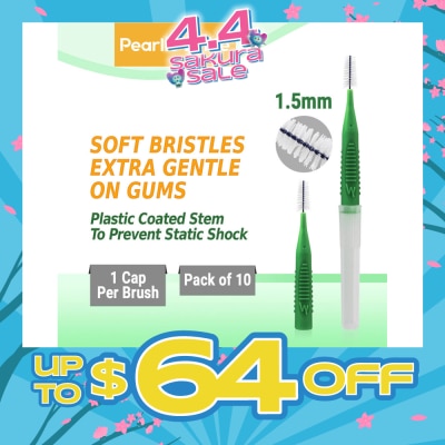 PEARLIE WHITE® - Compact Interdental Brush Extra Soft Bristles L 1.5mm 10s
