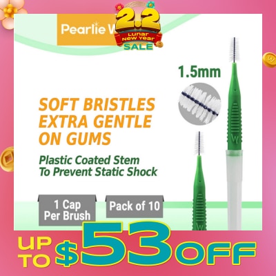 PEARLIE WHITE® Compact Interdental Brush Extra Soft Bristles L 1.5mm 10s