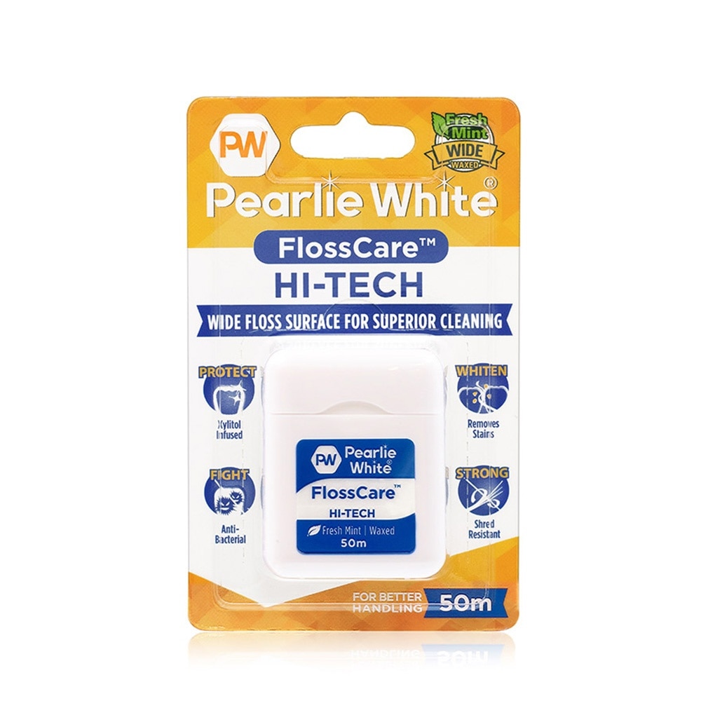 Pearlie White FlossCare Hi-Tech Waxed Fresh Mint Dental Floss 50m<BR>
