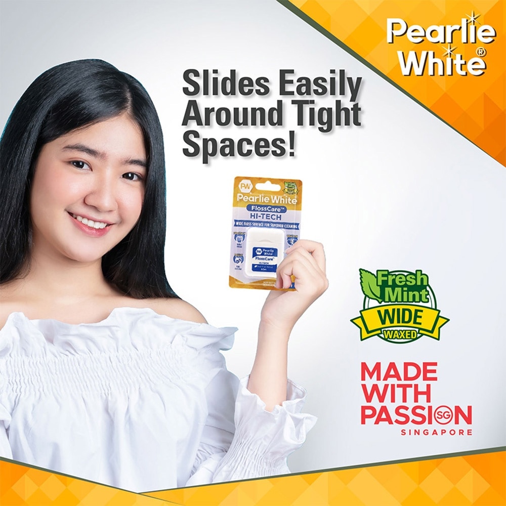 Pearlie White FlossCare Hi-Tech Waxed Fresh Mint Dental Floss 50m<BR>