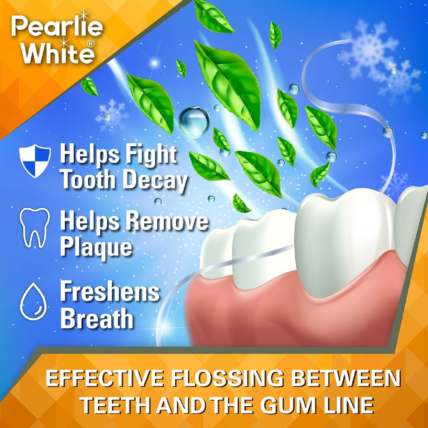 Pearlie White FlossCare Hi-Tech Waxed Fresh Mint Dental Floss 50m<BR>