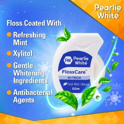 PEARLIE WHITE® FlossCare Hi-Tech Waxed Fresh Mint Dental Floss 50m