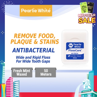 PEARLIE WHITE® Pearlie White FlossCare Hi-Tech Waxed Fresh Mint Dental Floss 50m