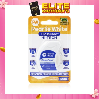 PEARLIE WHITE® Pearlie White FlossCare Hi-Tech Waxed Fresh Mint Dental Floss 50m