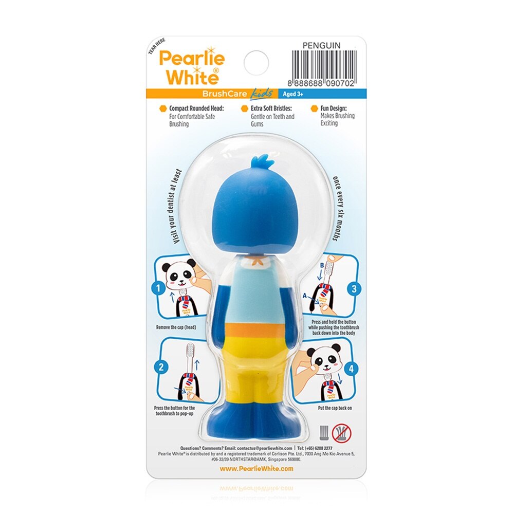 Kids Toothbrush Extra Soft Bristles BPA Free (Suitable for Ages 3+ Above) Penguin 1s