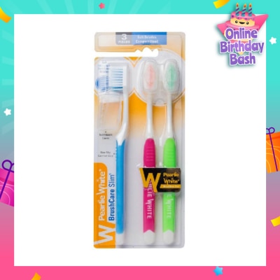 PEARLIE WHITE® Brush Care Compact Head Soft Bristles Slim Toothbrush 3s