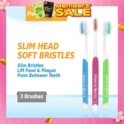 PEARLIE WHITE® Brush Care Compact Head Soft Bristles Slim Toothbrush 3s