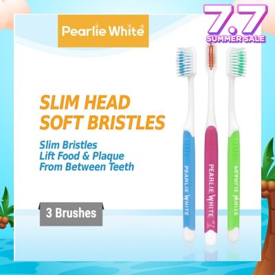 PEARLIE WHITE® Brush Care Compact Head Soft Bristles Slim Toothbrush 3s