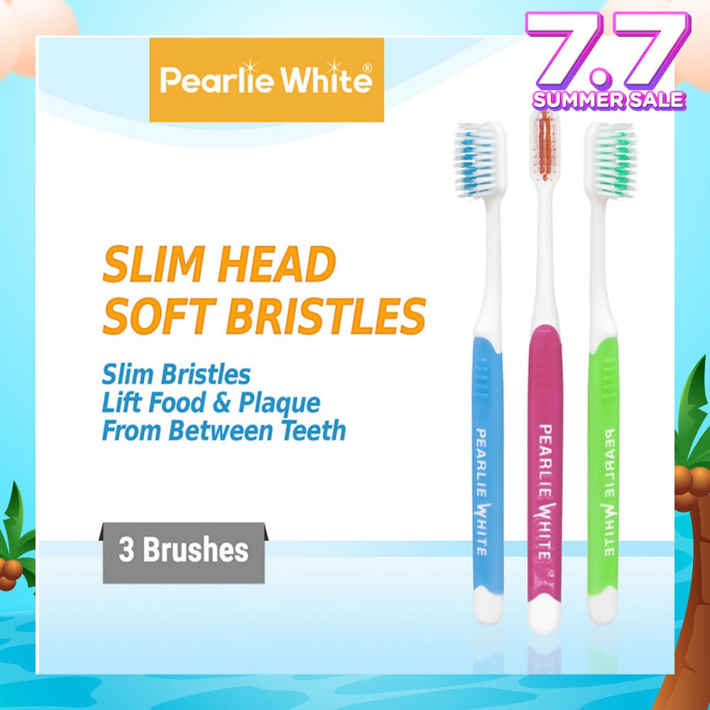 Brush Care Compact Head Soft Bristles Slim Toothbrush 3s