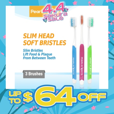 PEARLIE WHITE® - Brush Care Compact Head Soft Bristles Slim Toothbrush 3s