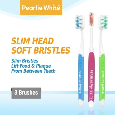 PEARLIE WHITE® Brush Care Compact Head Soft Bristles Slim Toothbrush 3s