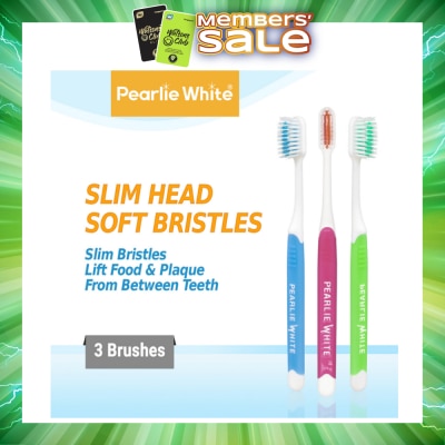 PEARLIE WHITE® - Brush Care Compact Head Soft Bristles Slim Toothbrush 3s