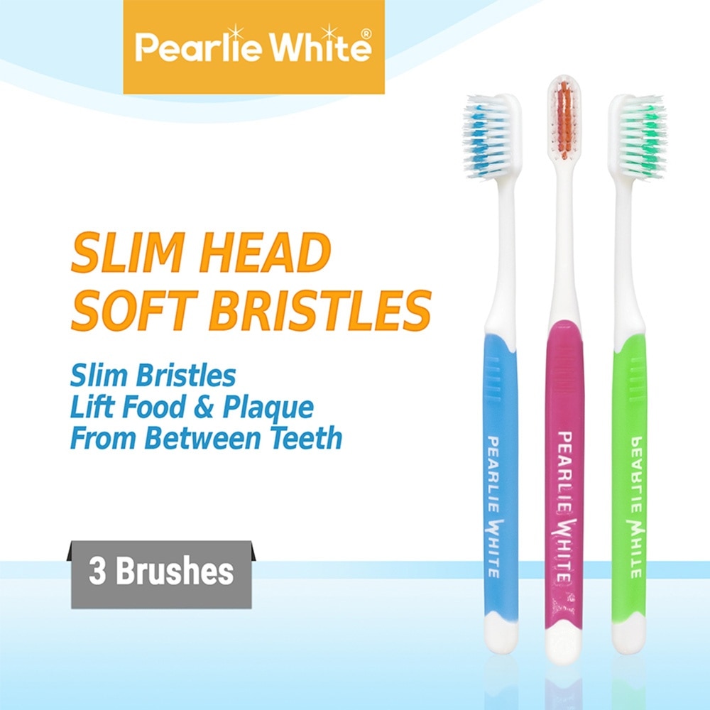 Brush Care Compact Head Soft Bristles Slim Toothbrush 3s