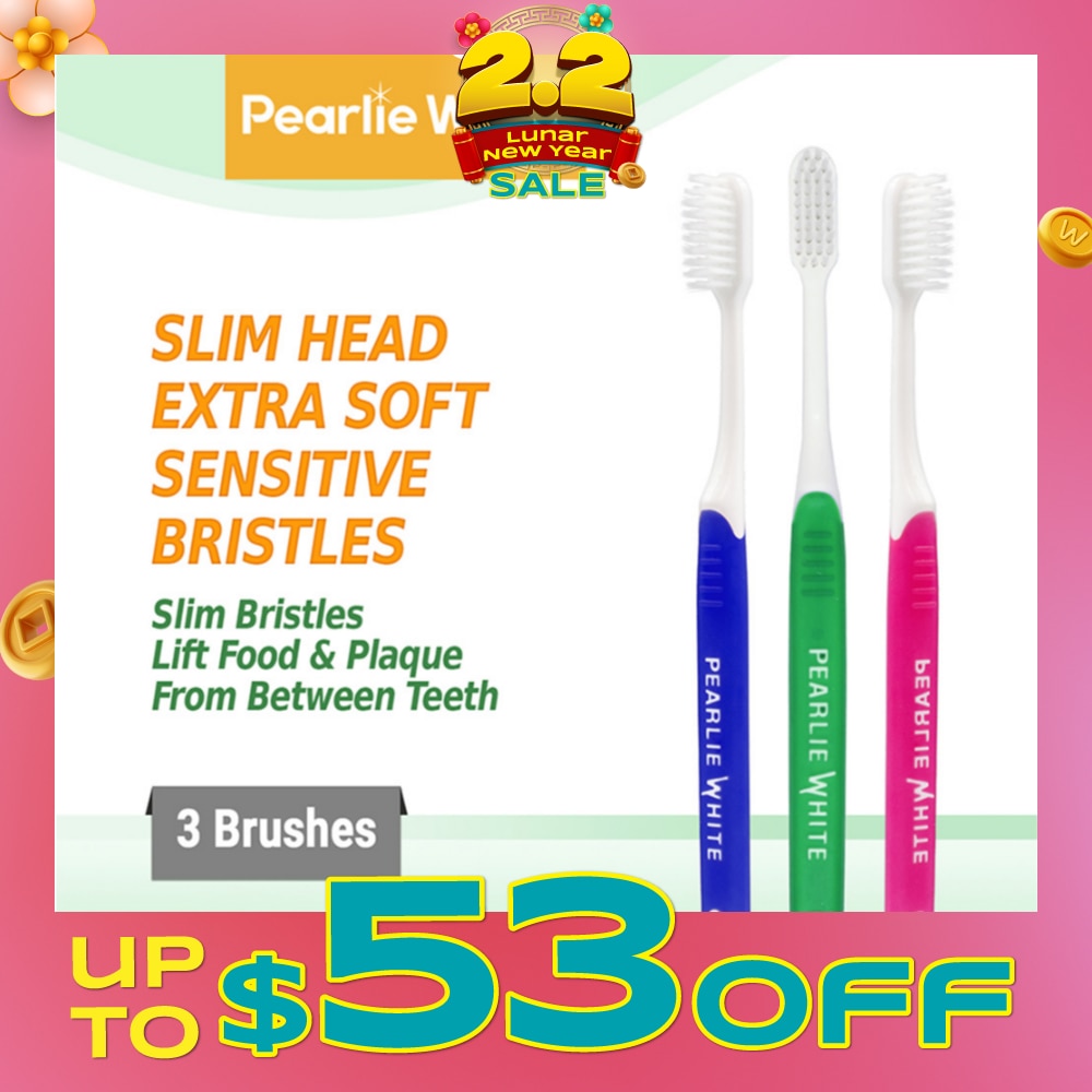 Brush Care Compact Head Extra Soft Bristles Sensitive Slim Toothbrush 3s
