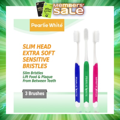 PEARLIE WHITE® - Brush Care Compact Head Extra Soft Bristles Sensitive Slim Toothbrush 3s