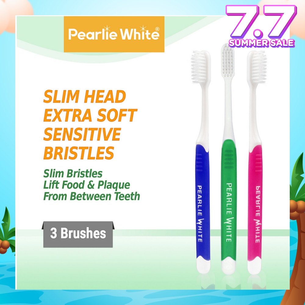 Brush Care Compact Head Extra Soft Bristles Sensitive Slim Toothbrush 3s