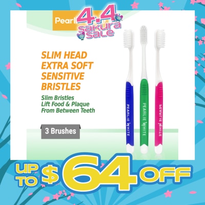 PEARLIE WHITE® - Brush Care Compact Head Extra Soft Bristles Sensitive Slim Toothbrush 3s