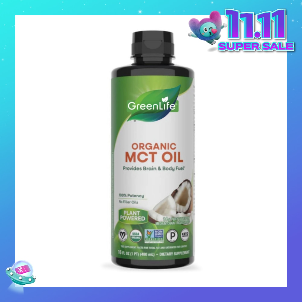 Organic MCT Oil Brain & Body Fuel (Quickly Digest & Convert Energy to Brain & Body) 480ml (Expiry: Sep`2026)