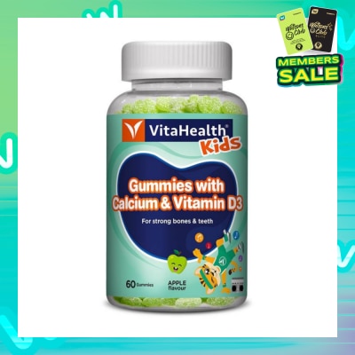 VITAHEALTH Kids Gummies with Calcium & Vitamin D3 (For Strong Bone & Teeth) Apple Flavour 60s
