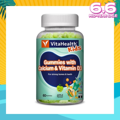 VITAHEALTH Kids Gummies with Calcium & Vitamin D3 (For Strong Bone & Teeth) Apple Flavour 60s