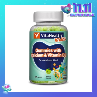 VITAHEALTH Kids Gummies with Calcium & Vitamin D3 (For Strong Bone & Teeth) Apple Flavour 60s