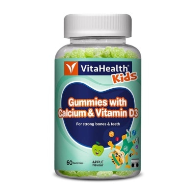 VITAHEALTH Kids Gummies with Calcium & Vitamin D3 (For Strong Bone & Teeth) Apple Flavour 60s