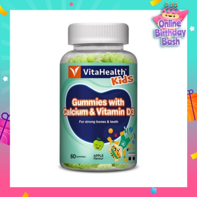 VITAHEALTH Kids Gummies with Calcium & Vitamin D3 (For Strong Bone & Teeth) Apple Flavour 60s