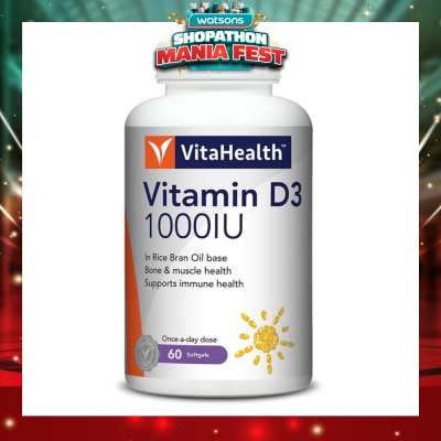VITAHEALTH - Vitamin D3 1000IU Softgels (Support Immune, Bone & Muscle Health) 60s