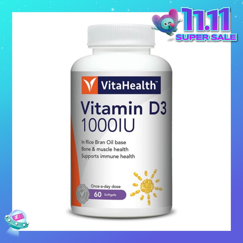 Vitamin D3 1000IU Softgels (Support Immune, Bone & Muscle Health) 60s