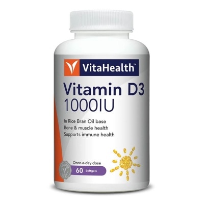 VITAHEALTH Vitamin D3 1000IU Softgels (Support Immune, Bone & Muscle Health) 60s