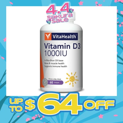 VITAHEALTH - Vitamin D3 1000IU Softgels (Support Immune, Bone & Muscle Health) 60s