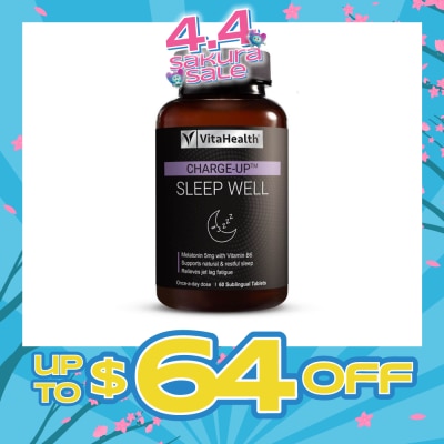 VITAHEALTH - Melatonin 5mg Sublingual Tablets (Relieves Jet Lag Fatigue Supports Restful Sleep & Immune Function) 60s