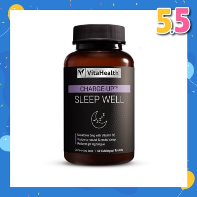 VITAHEALTH Melatonin 5mg Sublingual Tablets (Relieves Jet Lag Fatigue Supports Restful Sleep & Immune Function) 60s