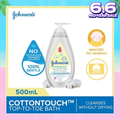 JOHNSON'S Baby Baby Cottontouch Top To Toe Bath Blended With Natural Cotton (Specially For Newborn) 500ml