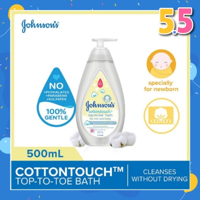 JOHNSON'S Baby Baby Cottontouch Top To Toe Bath Blended With Natural Cotton (Specially For Newborn) 500ml