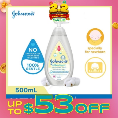 JOHNSON'S Baby Baby Cottontouch Top To Toe Bath Blended With Natural Cotton (Specially For Newborn) 500ml