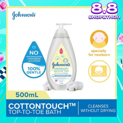 JOHNSON'S Baby Baby Cottontouch Top To Toe Bath Blended With Natural Cotton (Specially For Newborn) 500ml