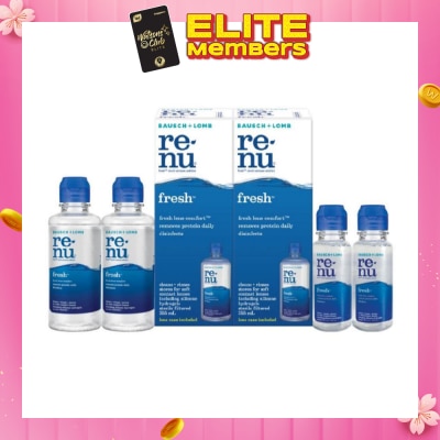 BAUSCH + LOMB Renu Fresh Multi-Purpose Solution 355ml Twin Packset Free 120ml x 2s + 60ml X 2s (Expiry: April`2026)