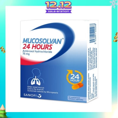 MUCOSOLVAN 24 Hours Ambroxol Hydrochloride 75mg 10 Capsules