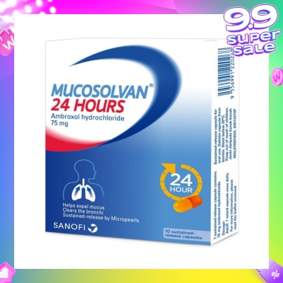 MUCOSOLVAN 24 Hours Ambroxol Hydrochloride 75mg 10 Capsules