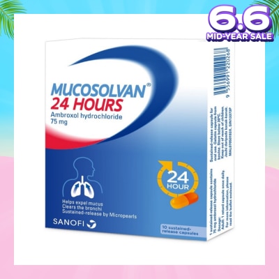 MUCOSOLVAN 24 Hours Ambroxol Hydrochloride 75mg 10 Capsules