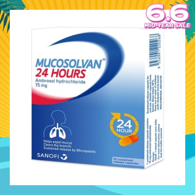 MUCOSOLVAN 24 Hours Ambroxol Hydrochloride 75mg 10 Capsules