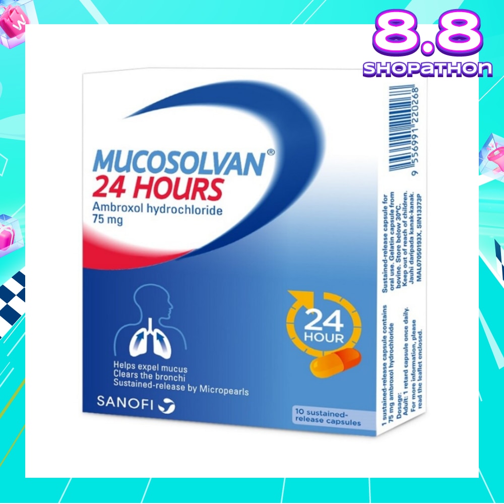 24 Hours Ambroxol Hydrochloride 75mg 10 Capsules