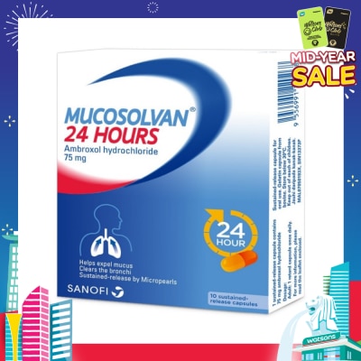 MUCOSOLVAN 24 Hours Ambroxol Hydrochloride 75mg 10 Capsules