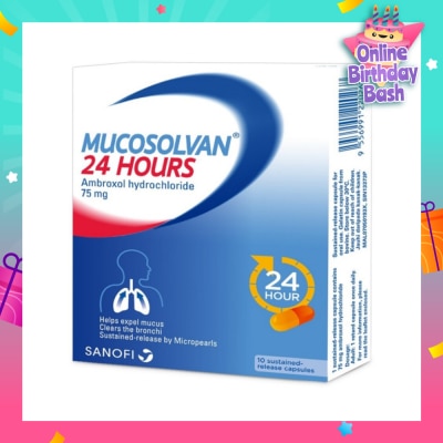 MUCOSOLVAN 24 Hours Ambroxol Hydrochloride 75mg 10 Capsules