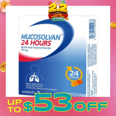 MUCOSOLVAN 24 Hours Ambroxol Hydrochloride 75mg 10 Capsules