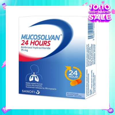 MUCOSOLVAN 24 Hours Ambroxol Hydrochloride 75mg 10 Capsules