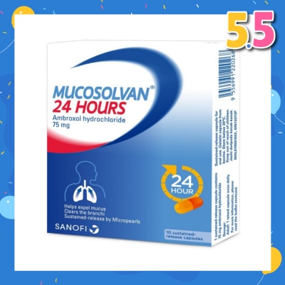 MUCOSOLVAN 24 Hours Ambroxol Hydrochloride 75mg 10 Capsules