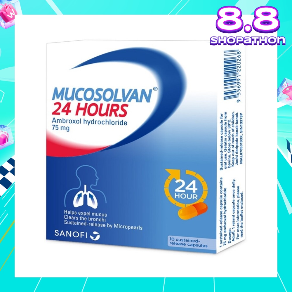 24 Hours Ambroxol Hydrochloride 75mg 10 Capsules