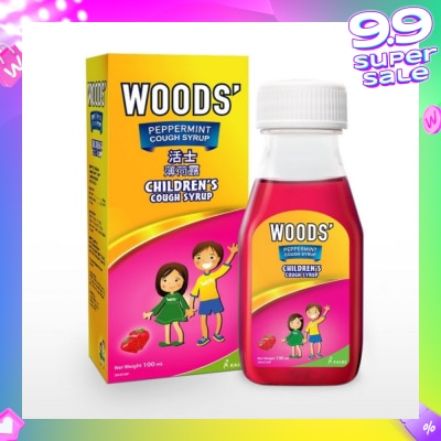 WOODS Children's Peppermint Cough Syrup Strawberry 100ml